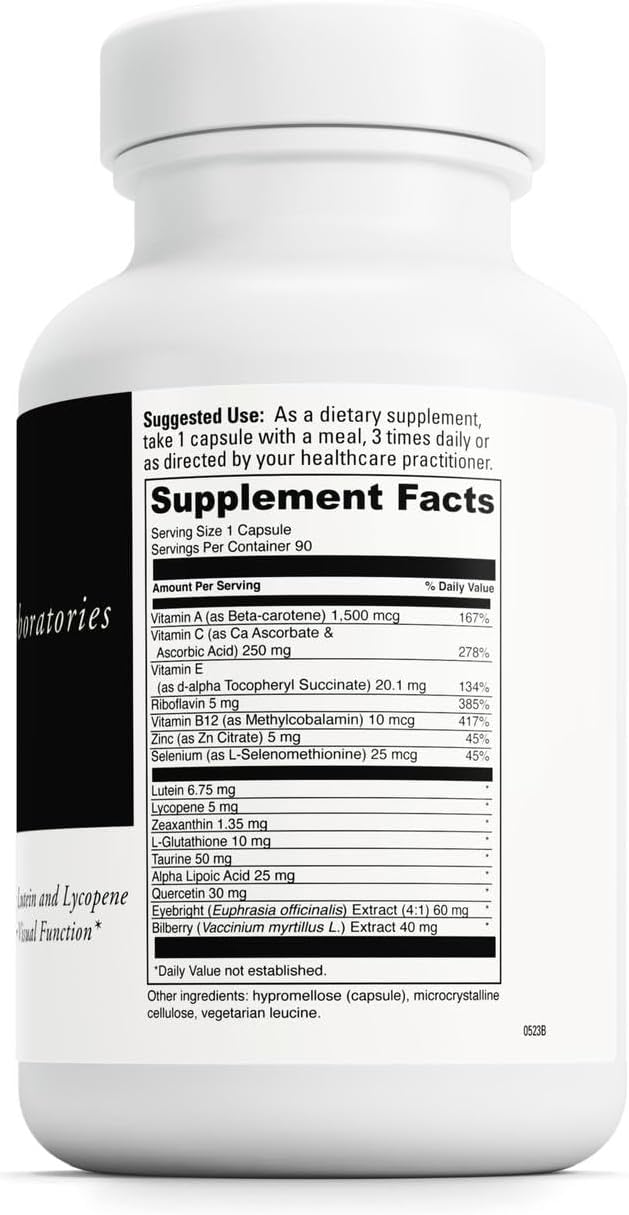 DAVINCI Labs Healthy Eyes - Dietary Supplement to Maintain Healthy Visual Function and Support Eye Health* - with Vitamins, Minerals, Lutein, Lycopene, Zeaxanthin and More - 90 Vegetable Capsules