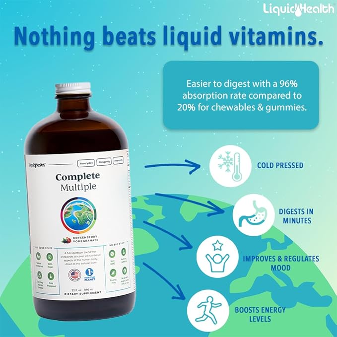 LIQUIDHEALTH Complete Multiple & Prenatal/Postnatal Multiple Liquid Vitamin Bundle - Adult Daily Multivitamins for Men & Women, Immune Support, Pregnancy Vitamins for Mom & Baby - USA Made, Vegan