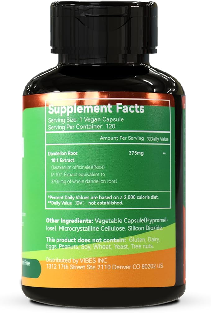 Dandelion Root Supplement 3750mg, 100% Vegetarian, Non-GMO, Gluten Free, 120 Capsules, 4 Month Supply