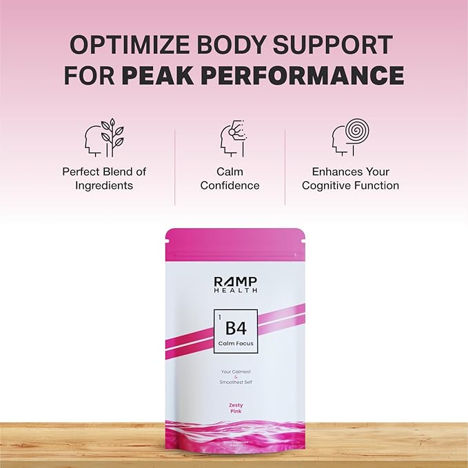B4 - Supplement - Available in 6 Flavors - L-Theanine, Lemon Balm Extract, and More - 20 Count (20 Packets, Zesty Pink)