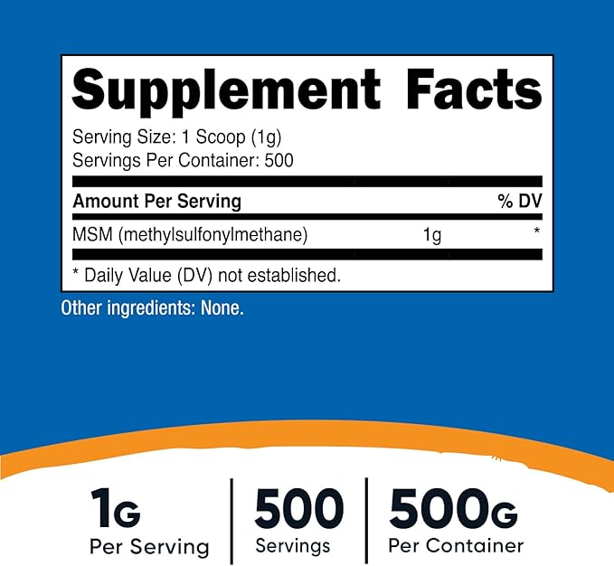 Nutricost Pure MSM Powder 500 Grams (Methylsulfonylmethane)