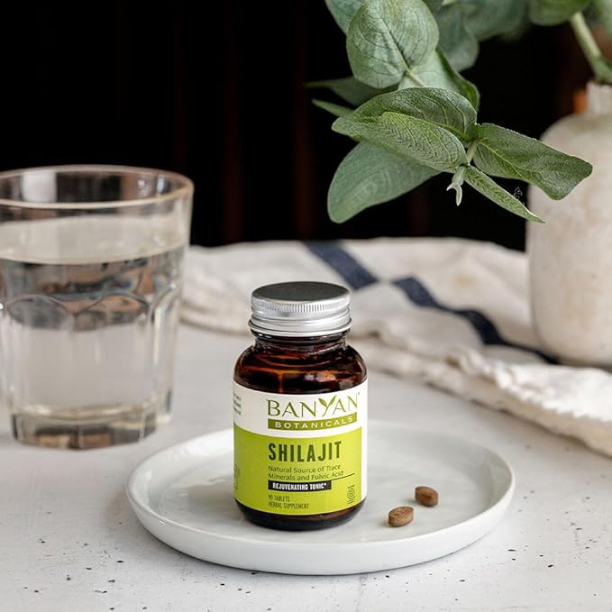 Banyan Botanicals Shilajit – Organic and Sustainable Mineral Pitch – Mineral-Rich Shilajit Supplement for Natural Detoxification and Healthy Aging* – 90 Tablets – Non GMO Sustainably Sourced Vegan