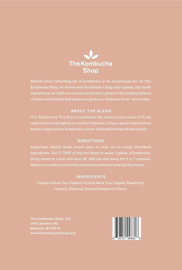 The Kombucha Shop - Raspberry - Organic Loose Leaf Tea Blend - Makes 10 Gallons of Kombucha Tea