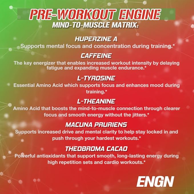EVL Intense Pre Workout with Creatine - ENGN Energizing Pre Workout for Men Powder Drink for Lasting Energy Focus and Recovery - with Beta Alanine Caffeine and L Theanine - Cherry Limeade
