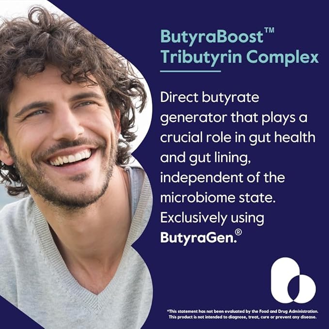 BESTVITE ButyraBoost 300mg Tributyrin Complex (60 Vegetarian Capsules) - No Stearates - Vegan - Non GMO - Gluten Free - Butyrate Gut Health Supplement
