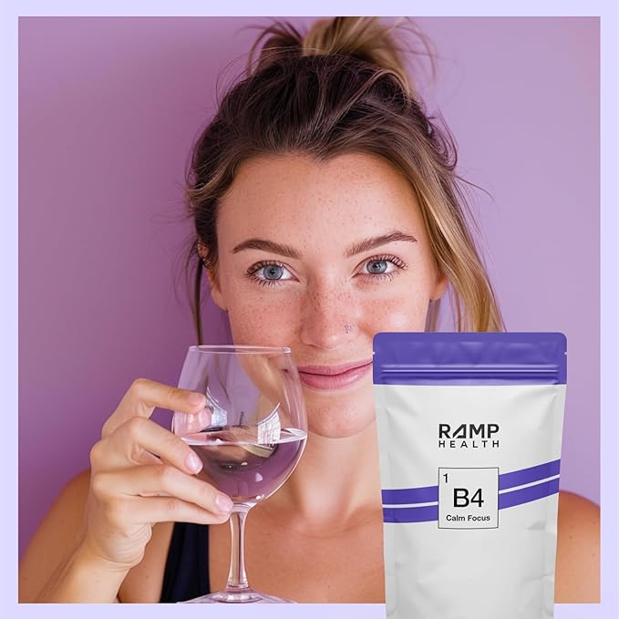 B4 - Supplement - Available in 6 Flavors - L-Theanine, Lemon Balm Extract, and More - 10 Count (10 Packets, Purple Rizz)