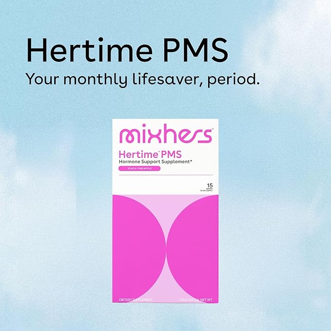 Hertime PMS - Supports Hormonal Health for Women - Supports a Healthy Menstrual Cycle - with Minerals, Peony Roots, Siberian Ginseng - Sugar-Free - 15 Drink Packets - Peach Pineapple