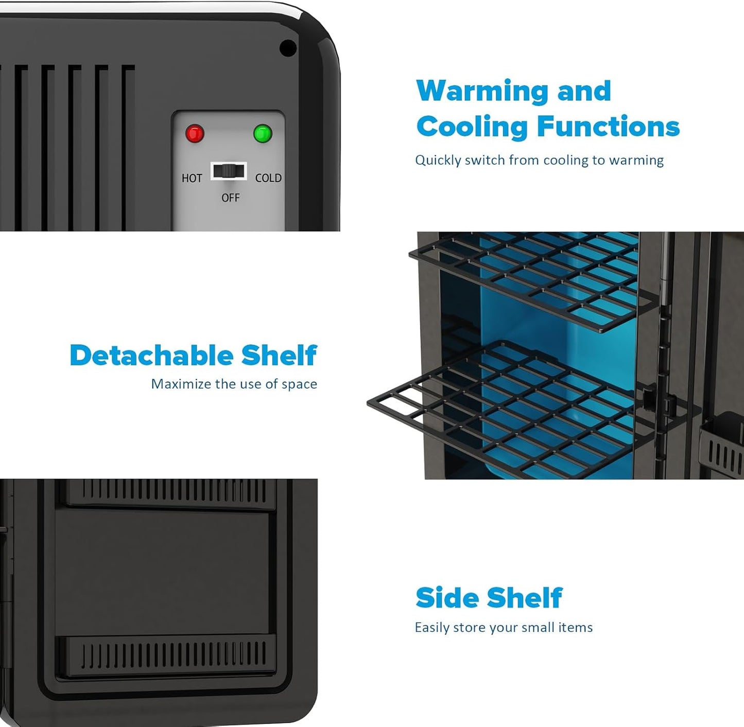 22L/30Cans Mini Fridge for Bedroom, 12v DC Portable Cooler & Warmer, Mini Refrigerator with Glass Front, for Car Office Desk & Dorm Food Beverage Skincare Makeup (Black)