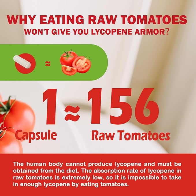 Lycopene Supplements for Men 50mg, Natural Tomato Antioxidant Supplement, 90 Veggie Capsules-Cardiovascular Health, Immune Support & Skin Health, 3 Month Supply