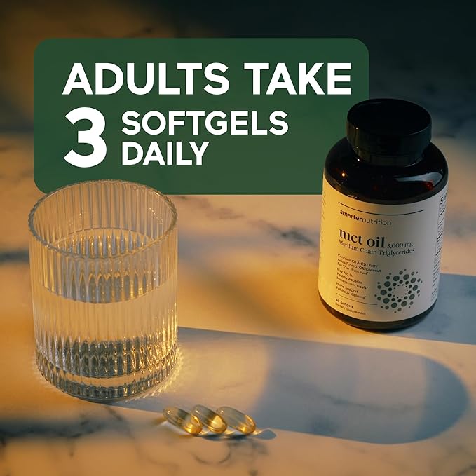 SMARTERNUTRITION MCT Oil Capsules C8 and C10 - Ketogenic Fuel for Brain & Body, Sustained Energy - from Cold-Pressed Coconut, Palm & Gluten-Free, Non-GMO - 90 Count - 30-Day Supply