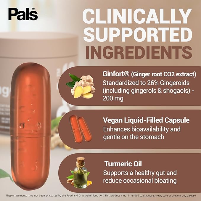 Pure Ginger Root Capsules Enh-12x: Ultra Potent 26% Gingeroids Extract Vegan Ginger Supplements for Nausea, Bloating & Menstrual Cramps, Support a Calm Stomach & Digestive Health, Non-GMO, (30 Days)