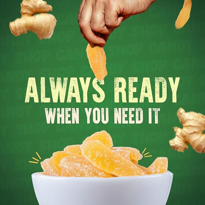 Crystallized Ginger Slices | Candied Ginger Pieces for Snacking, Baking or Cooking | Kosher Certified | Great for Nausea, Digestive Problems & More | Resealable Bag - 12 Oz | The Snackery