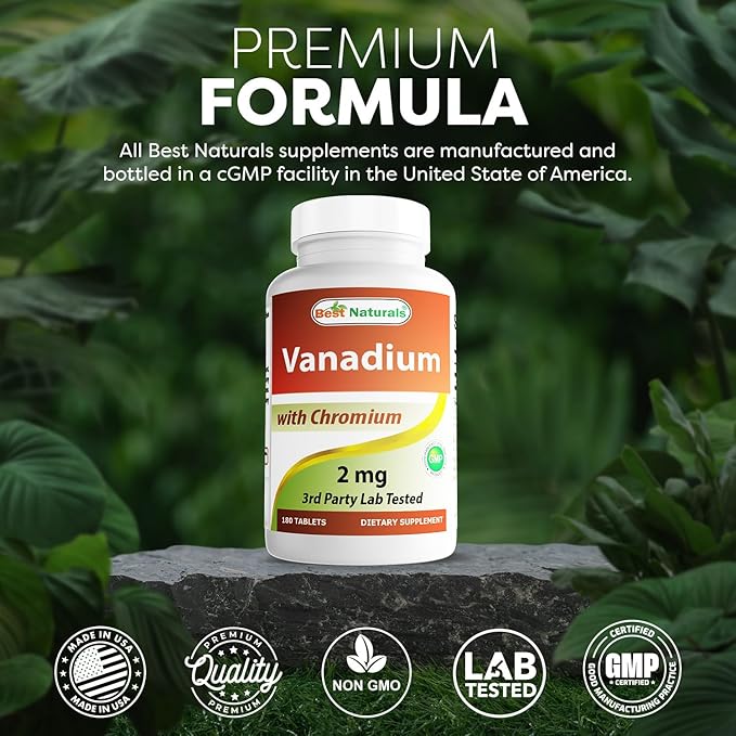 Best Naturals Vanadium 2 mg with Chromium Polynicotinate 200 mcg 180 Tablets