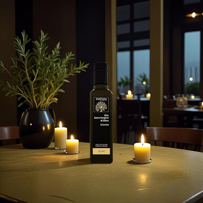 Dell'Orto Classic Ultra Premium Extra Virgin Olive Oil (250ml) | Award-Winning, First Cold Pressed | Low Acidity, Polyphenol Rich Olive Oil | Harvest Date, Campania Family Estate | 8.45 fl oz