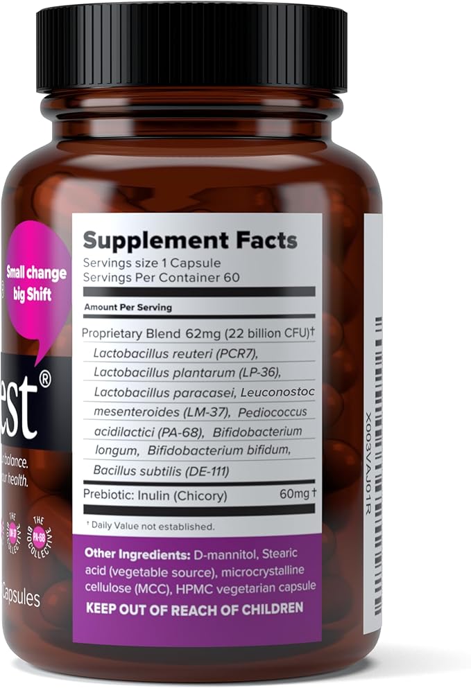 Sugar Shift Probiotics, 22 Billion CFU, Non-GMO and Gluten Free, 60 Capsules