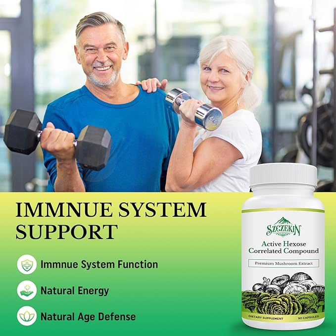 Active Hexose Correlated Compound 1500 mg Supplement, Natural 8 Mushroom Extract Supplement, Immune System, Liver Function, Natural Killer and T Cells Activity, 90 Veggie Capsules