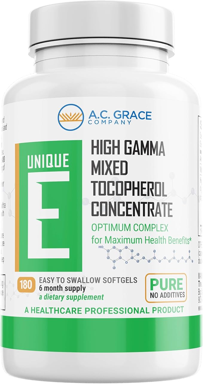 Unique E A.C. Grace Company, Mixed Tocopherols Concentrate Softgels, 180 Count