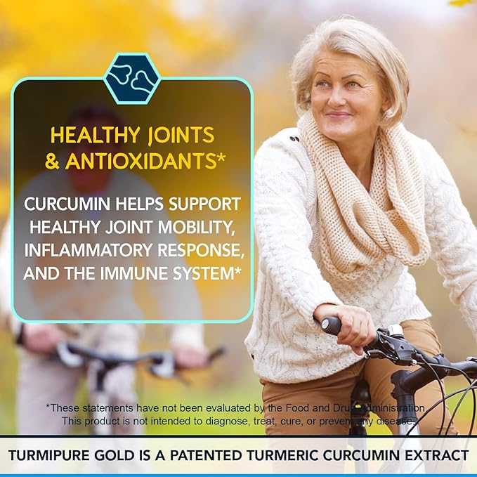 BioEmblem Turmeric Curcumin with Clinically Studied TurmiPure - Joint Support, Healthy Inflammation Turmeric Supplements - 1 Small Cap Daily, 24x More Absorption Than Others - Non-GMO, 90 Serving