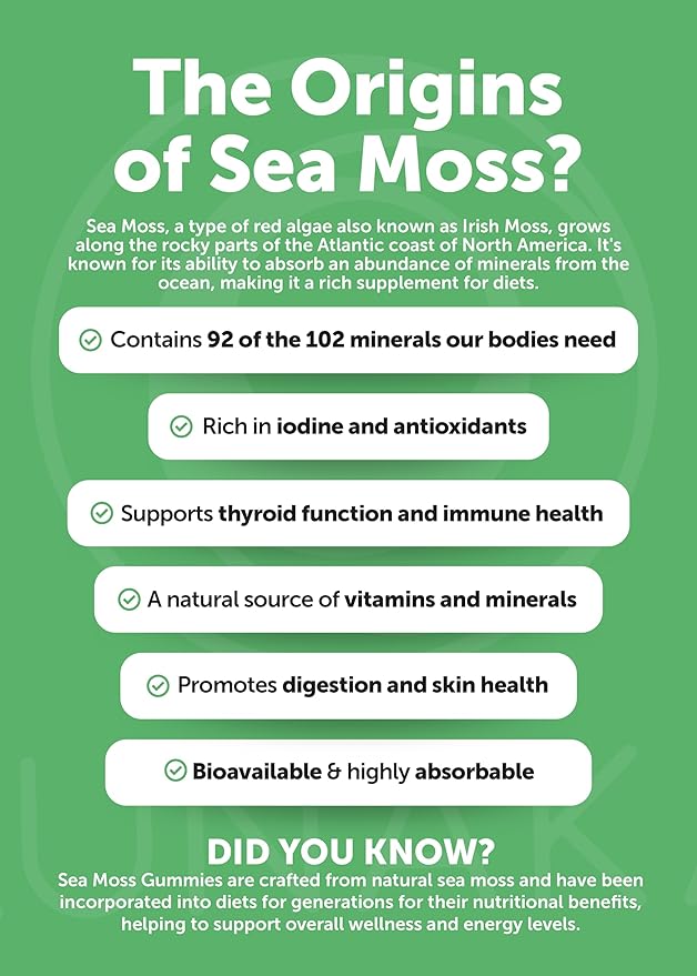 Lunakai USA Made Irish Sea Moss Capsules with Black Seed Oil, Ashwagandha, Burdock Root & Bladderwrack, 60ct