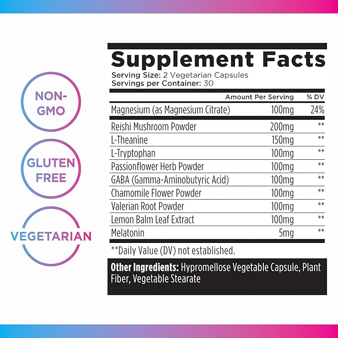 Livingood Daily Sleep Support Supplement, 10-in-1 Natural Sleep Aid with 5 MG Melatonin, Valerian Root, Chamomile, Tryptophan & GABA for Men & Women, Non Habit Forming, Gluten Free, Vegan, 60 Capsules