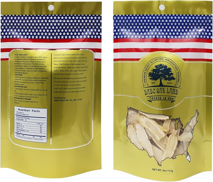 American Ginseng Slices from Wisconsin (Sliced Ginseng Root Wisconsin Grown!Most People Use It to Make Ginseng Tea! Good for Health! 花旗参片/西洋参片 (Sliced Ginseng Root) 113g/Bag