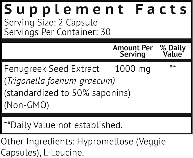 VitaMonk FenuTrax™ Fenugreek Extract Powerful 50% Fenugreek Seed Extract Standardized for Fenuside - High Furostanol Glycoside and Saponin Content When Compared to Testofen - 60 Capsules