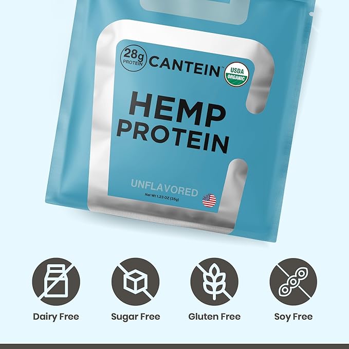 Organic Hemp Protein Powder, Plant Based and Vegan Protein Shake, Lactose and Dairy Free, Gluten Free, Clean and Natural- Unflavored (1 Serving)