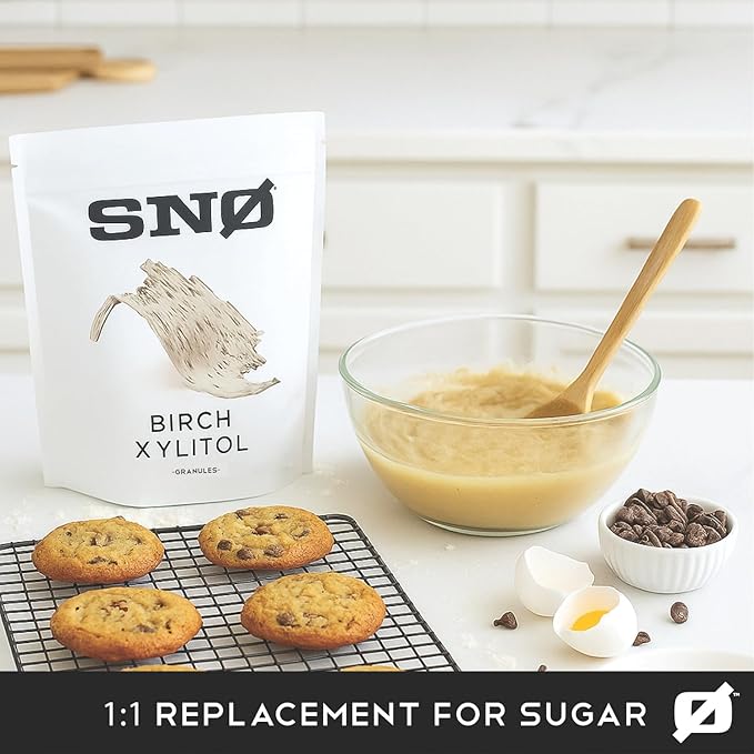 SNO Pure Birch Xylitol Sweetener - 5lb Resealable Bag | Low Calorie, Non-GMO, Gluten-Free, Vegan, Kosher | Paleo, Diabetic, & Keto-Friendly | Pharmaceutical Grade, No Aftertaste Sugar Substitute