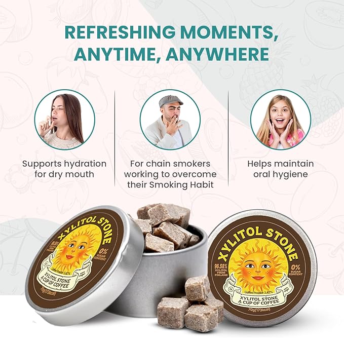 Xylitol Stone Sugar Free Candy - Vegan & Keto Friendly Unique Hard Candy - 100% Natural Flavor Candies - Gluten Free & Non-GMO Breath Freshener Low Calorie Mints - Coffee (Pack of 2)