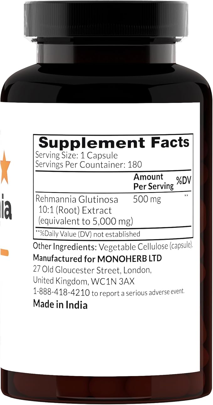 Rehmannia Extract 500 mg - 180 Capsules