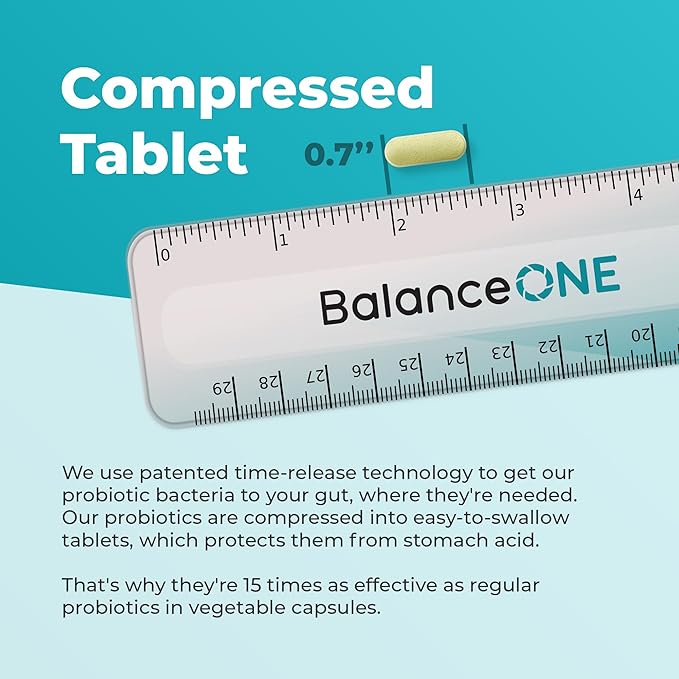 Balance ONE Probiotic for Women & Men – Time-Release Tablets for 15x Survivability – 12-Strain Formula with L. Plantarum & L. Acidophilus – Gut & Digestive Health Support – 60 Tablets (30-Day Supply)