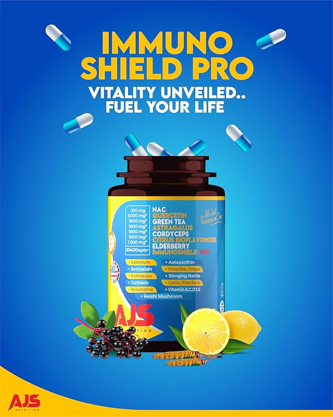 AJS Quercetin 4000mg with Nac Green Tea Cordycepscitrus Elderberry Selenium Bromelain Echinacea Turmeric Resveratrol Astaxanthin Feverfew Ginger Reishi Mushroom 90 Caps 20 in 1