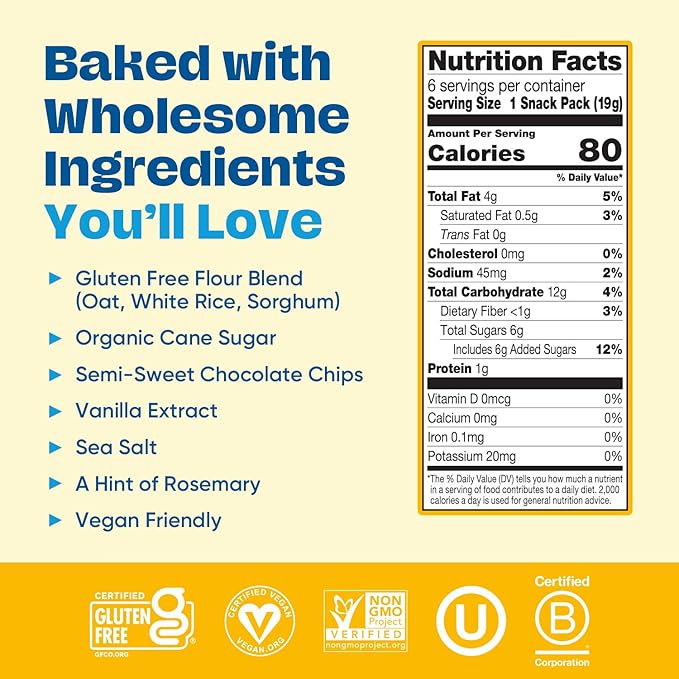 Partake Gluten Free Mini Crunchy Chocolate Chip Cookies + Bonus Bag of Classic Grahams - Vegan - Free From the Top 9 Allergens Including Dairy, Wheat, Soy, Eggs, & Peanuts - Non GMO - Safe School & Office Snack (25 Packs, 0.67 oz)