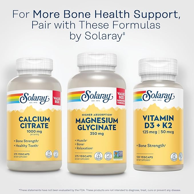 SOLARAY Magnesium Glycinate Capsules, Chelated Magnesium Bisglycinate w/BioPerine, Higher Absorption Magnesium Supplement - Bones, Muscles, Heart Support, Vegan, 68 Servings, 275 VegCaps