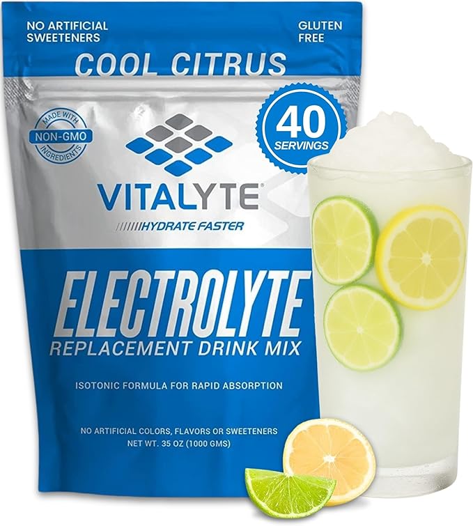 Vitalyte Electrolyte Powder Drink Mix, Isotonic Electrolyte Hydration Mix, Gluten Free Post Workout Powder Mix, Pack of 1, 35 oz., Cool Citrus Flavor