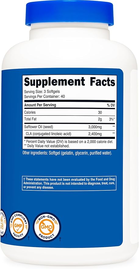 Nutricost CLA (Conjugated Linoleic Acid) 2,400mg, 120 Softgels - Gluten Free, Non-GMO, 800mg Per Softgel