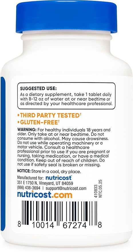 Nutricost Melatonin 12mg, 240 Tablets - 12mg Per Serving, Non-GMO, Gluten Free