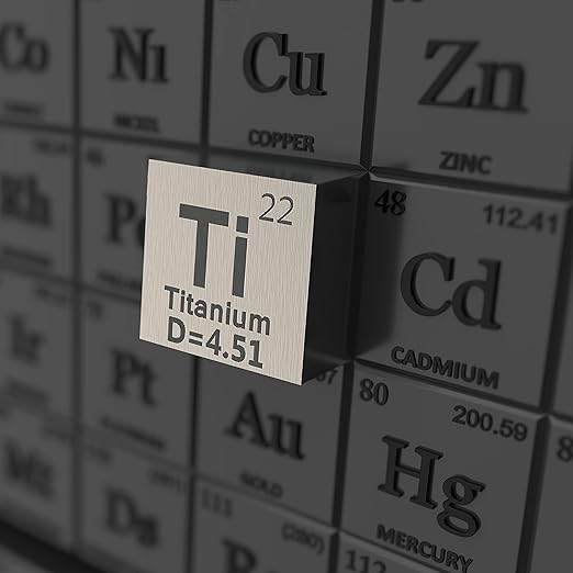 Titanium Cube - Metal Element Cubes - Laser Engraved Density Cube Set for a Periodic Table of Elements Collection - (Titanium, 1 inch)