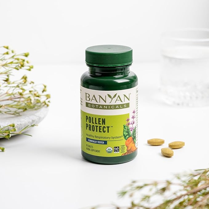 Banyan Botanicals Pollen Protect – Clinically Tested Organic Ayurvedic Supplement – Supports a Healthy Respiratory Response to Seasonal Irritants* – 90 Tablets – Non-GMO Sustainably Sourced Vegan