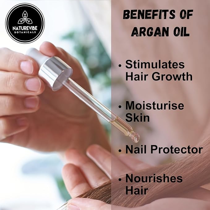 Naturevibe Botanicals Argan Oil 32 Fl oz โ Cold Pressed, Unrefined, Pure Moroccan Argan Oil for Hair, Skin, Face & Massage โ Natural Carrier Oil for DIY Beauty & Aromatherapy