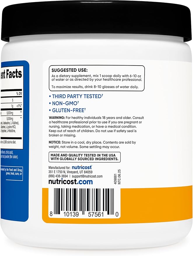 Nutricost Creatine + Aminos 30 Servings (Peach Mango Flavored) - 5,000mg Creatine Monohydrate + 5000mg Amino BCAA Blend Per Serving