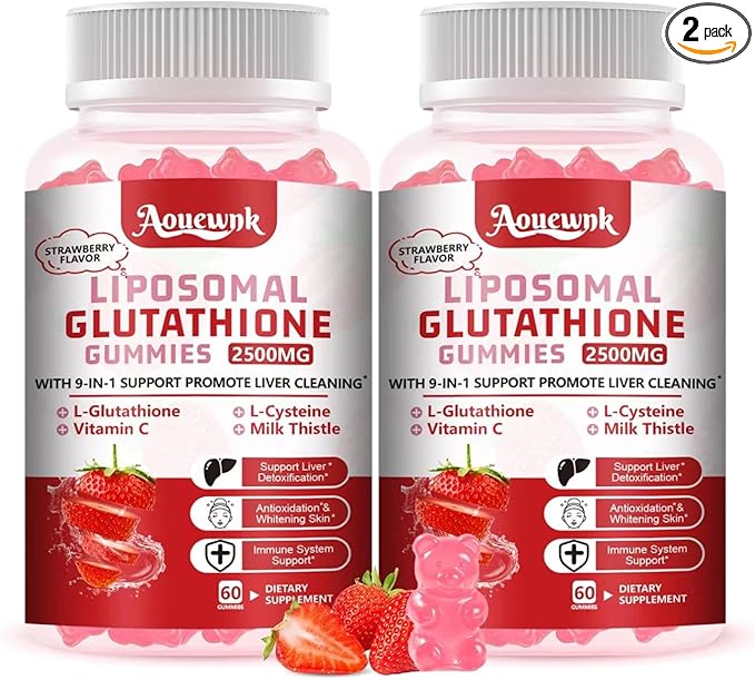 2500MG Liposomal Glutathione Gummies Supplement - Skin Whitening & Protect Liver Gummies, Increas 98% Absorption Rate, with L-Glutathione, Milk Thistle & L-Glycine, Antioxidant Anti-Aging Support