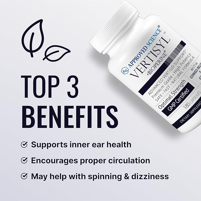 Approved Science VertiSyl - Ginkgo Biloba, Ginger, Vitamin D3, BioPerine - 180 Capsules - 3 Month Supply
