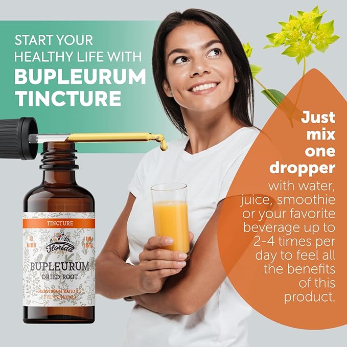 Bupleurum Tincture, Organic Bupleurum Extract (Bupleurum Chinense) Dried Root Herbal Supplement, Non-GMO in Cold-Pressed Organic Vegetable Glycerin, 700 mg, 2 oz (60 ml)
