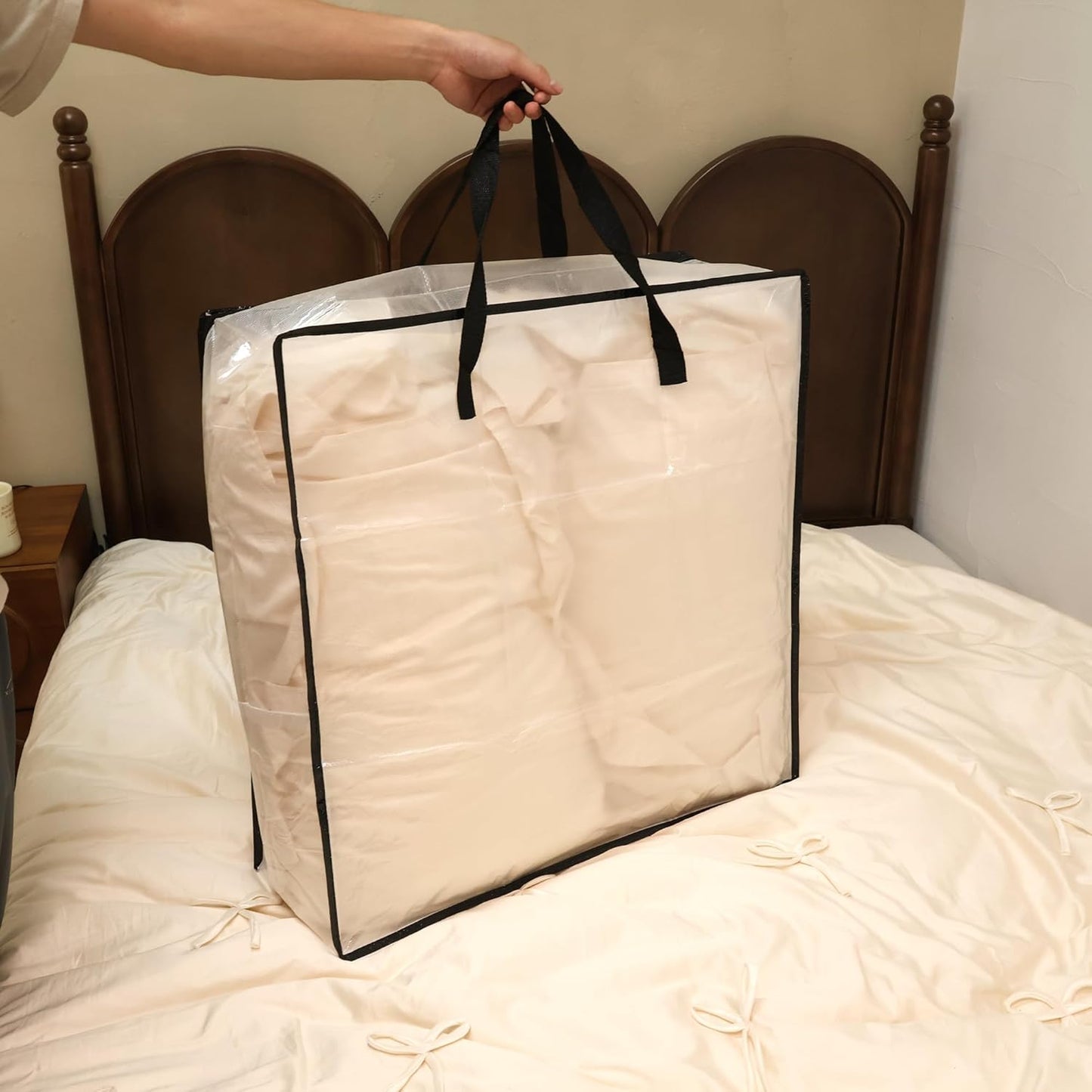 4 Pack Wreath Storage Bag, 26 Inches 90 L Wreath Storage Container, Reinforced Handles & Smooth Zippers, Foldable Large Storage Bags for Christmas/Seasonal Wreaths, Clothing, Bedding, Blankets, Toys