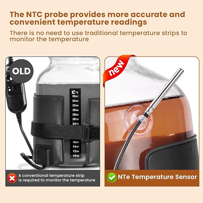Digital Kombucha Heating Wrap with Precise Temperature Control and Timer Function - Kombucha Starter Kit, the Ideal Fermentation Heating Pad for Kombucha and Sourdough