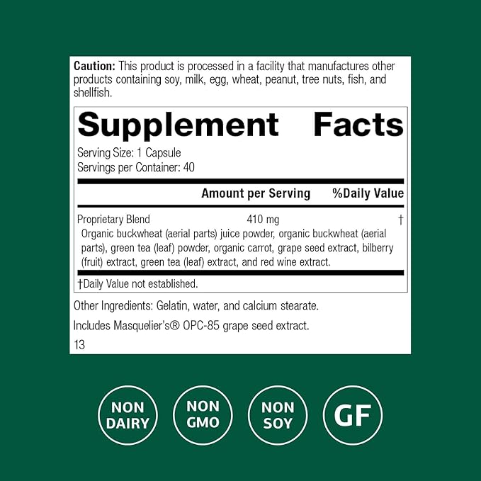 Standard Process Inc. OPC Synergy - Whole Foods Cognitive Health, Brain Health and Brain Support, Eye Support and Eye Health with Bilberry, Grape Seed Extract, Green Tea Powder - 40 Capsules