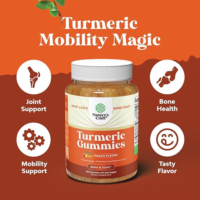 Bundle of G Curve Horny Goat Weed for Women for Enhanced Energy Mood and Performance and Turmeric Gummies for Adults Peach Flavor - Extra Strength Joint Support Gummies