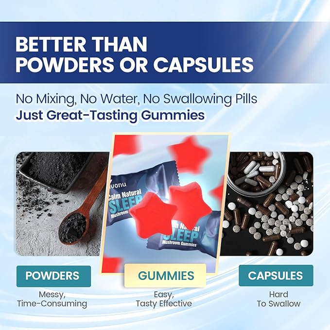 Sleep Gummies for Adultswith L-Theanine, Magnesium, Reishi Mushroom,Valerian Root, Passionflower | Non-Habit Forming Sleep Aid | Non-GMO Sleep Gummies Melatonin Free | Raspberry Flavor (60pcs)
