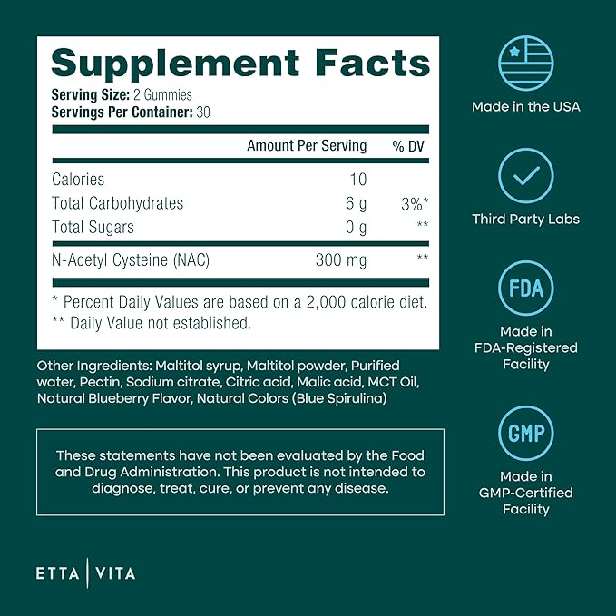 World's First Sugar-Free NAC Gummies, N-Acetyl Cysteine Supplement (MCT-Oil Coated for Absorption) NAC Supplement for Respiratory Health, Liver Detox & Cleanse, Kidney, Antioxidant Support, Vegan 60ct